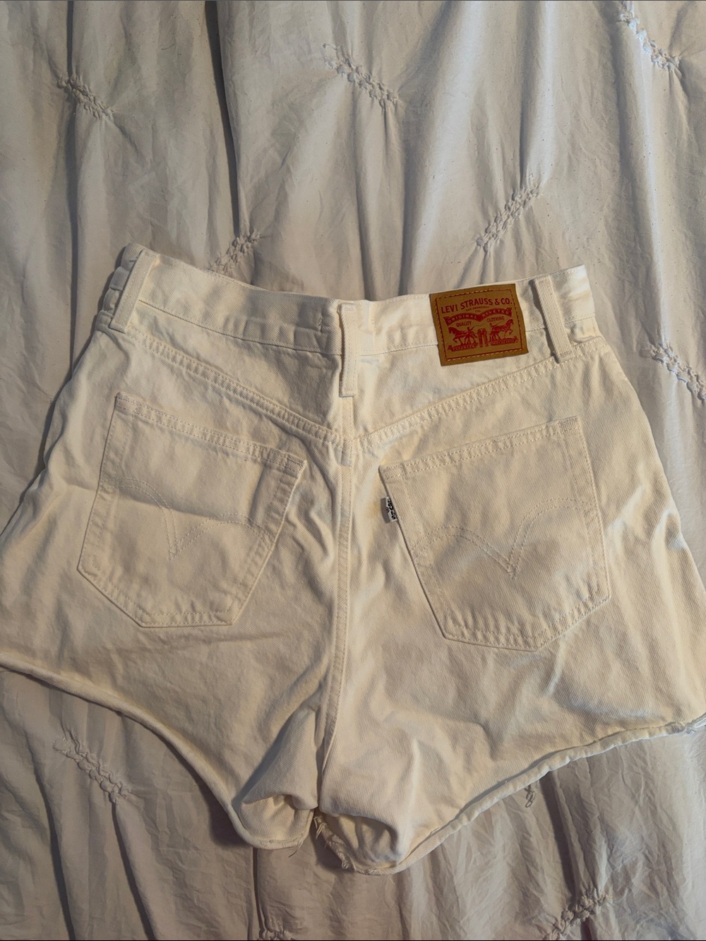Levi's White High-Waist Denim Shorts